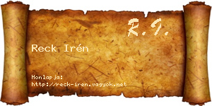 Reck Irén névjegykártya